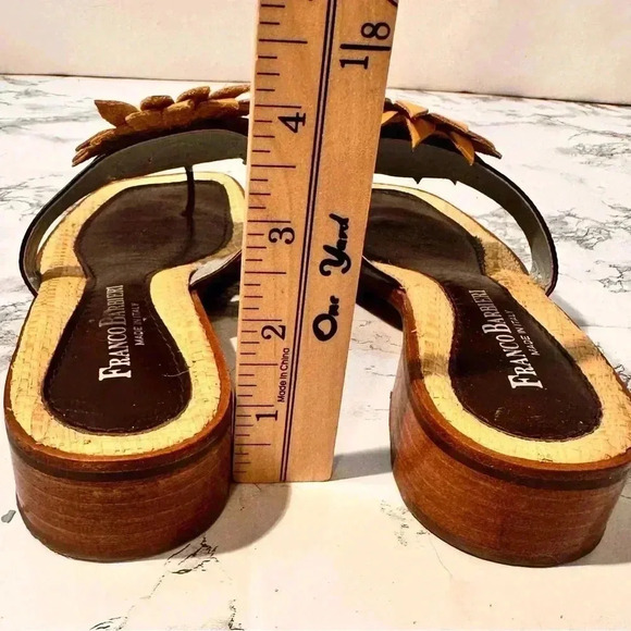 Franco Barbieri Italy Leather Linen Sunflower Hippie Boho Thong  Sandals Sz 7 - Picture 10 of 13